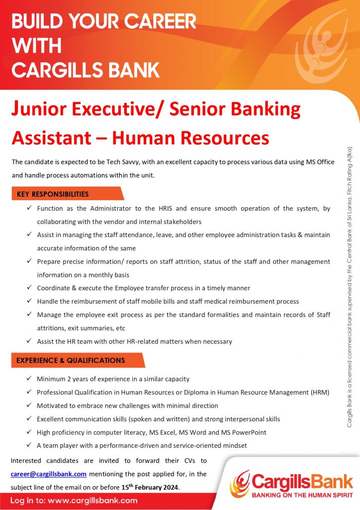 Vacancies Cargills Bank